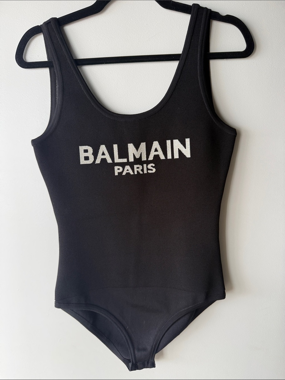 Balmain Black Logo Tank Bodysuit